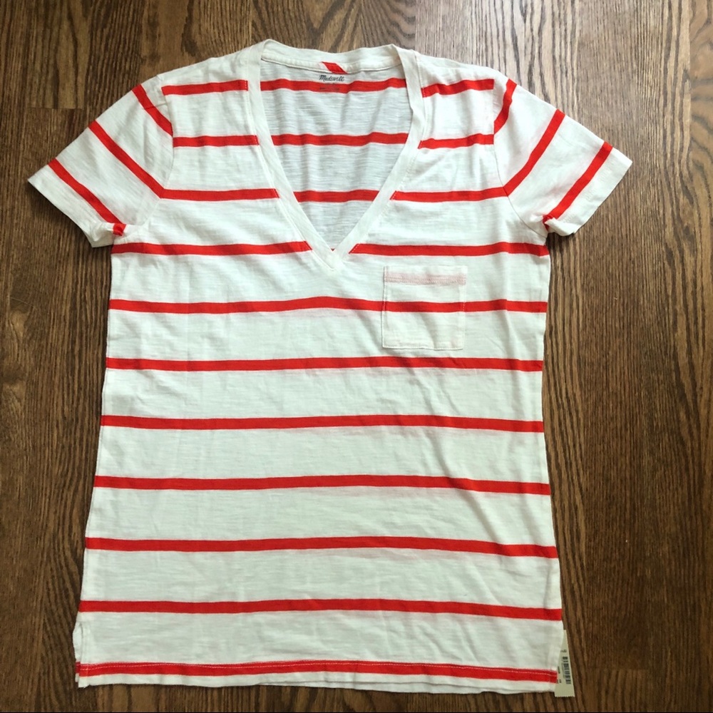Madewell Whisper Cotton V-Neck Stripe Small